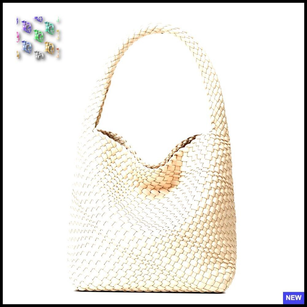 Woven Vegan Leather Tote Bag Lightweight Magnetic Closure Chic Handmade Purse